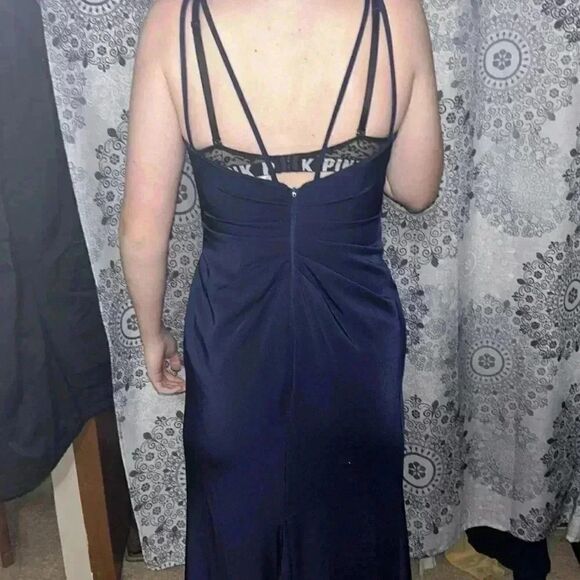 V Neck Long Dress With Wrap Front And Leg Slit, Like New - Picture 4 of 12